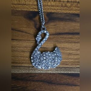 Rhinestone swan pendant necklace